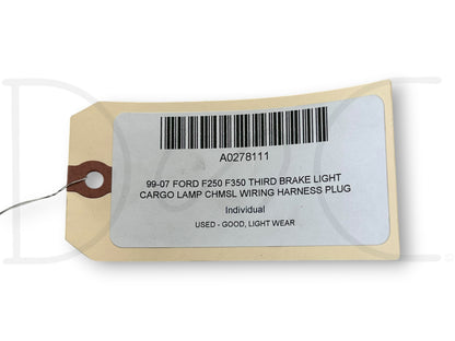 99-07 Ford F250 F350 Third Brake Light Cargo Lamp CHMSL Wiring Harness Plug