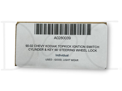 90-02 Chevy Kodiak Topkick Igntion Switch Cylinder & Key W/ Steering Wheel Lock