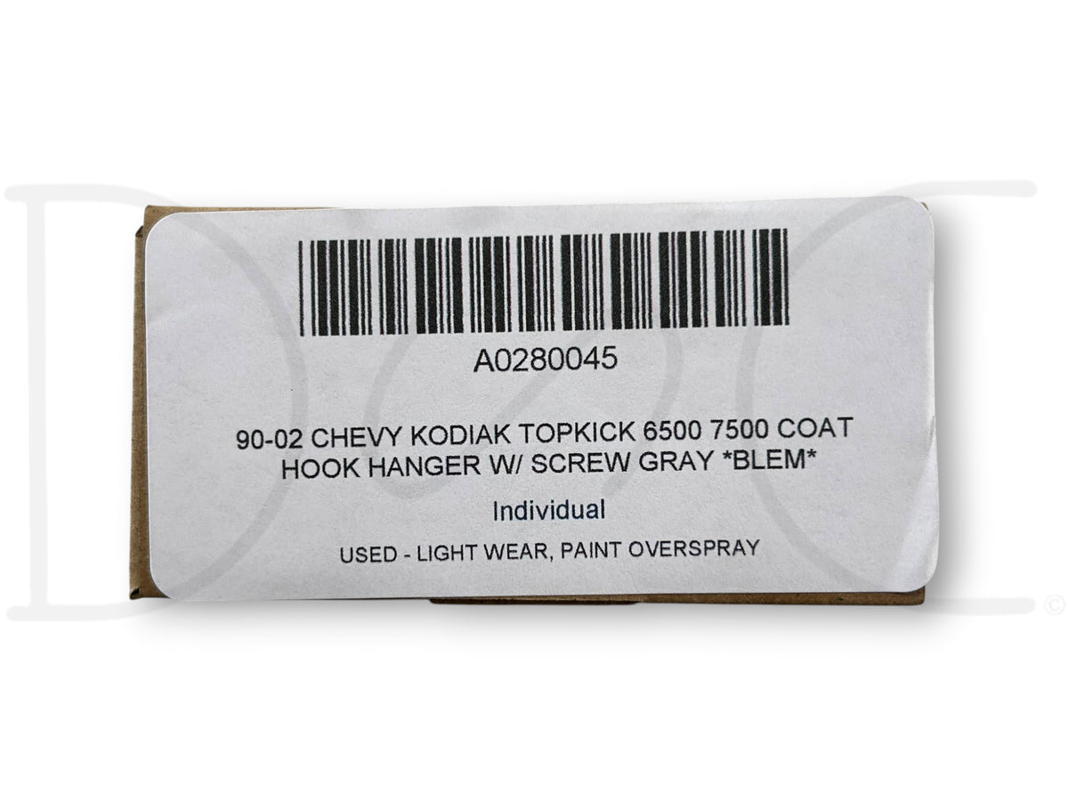 90-02 Chevy Kodiak Topkick 6500 7500 Coat Hook Hanger W/ Screw Gray *Blem*