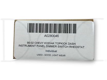90-02 Chevy Kodiak Topkick Dash Instrument Panel Dimmer Switch Rheostat Delco
