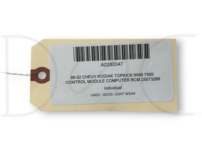 90-02 Chevy Kodiak Topkick 6500 7500 Control Module Computer BCM 25073266