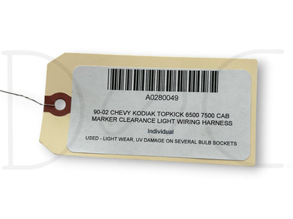 90-02 Chevy Kodiak Topkick 6500 7500 Cab Marker Clearance Light Wiring Harness