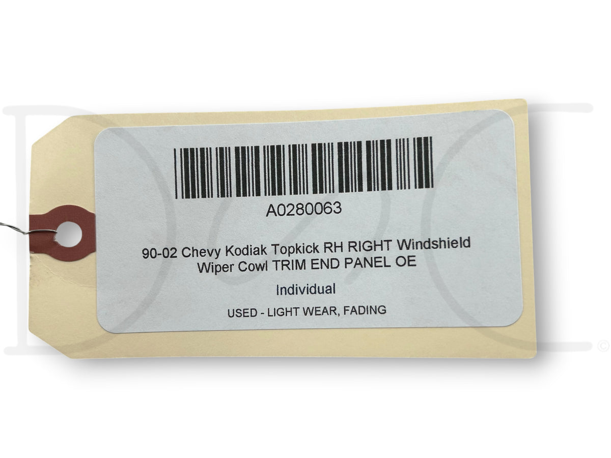 90-02 Chevy Kodiak Topkick RH Right Windshield Wiper Cowl Trim End Panel OE