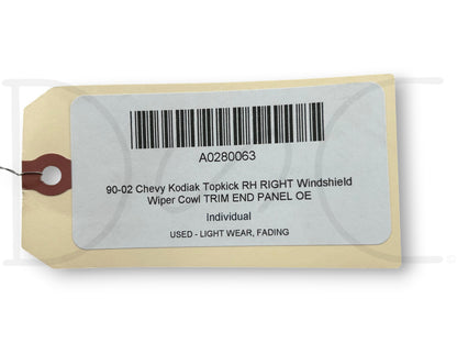 90-02 Chevy Kodiak Topkick RH Right Windshield Wiper Cowl Trim End Panel OE