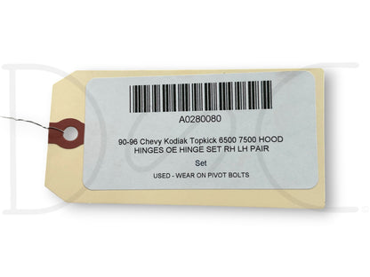 90-96 Chevy Kodiak Topkick 6500 7500 Hood Hinges OE Hinge Set RH LH Pair