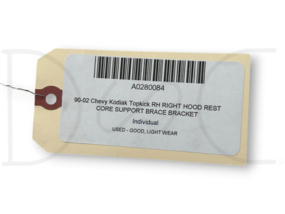 90-02 Chevy Kodiak Topkick RH Right Hood Rest Core Support Brace Bracket