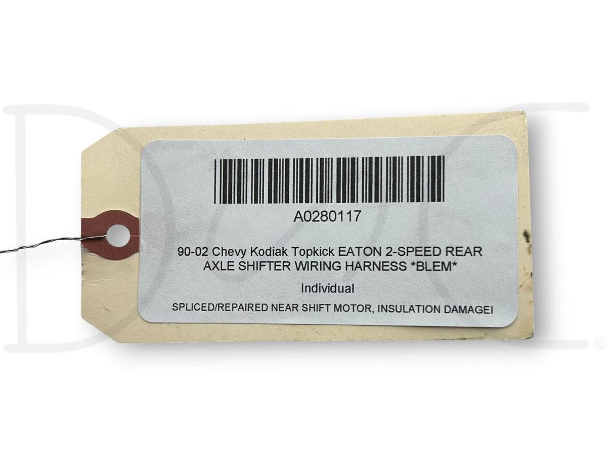 90-02 Chevy Kodiak Topkick Eaton 2-Speed Rear Axle Shifter Wiring Harness *Blem*