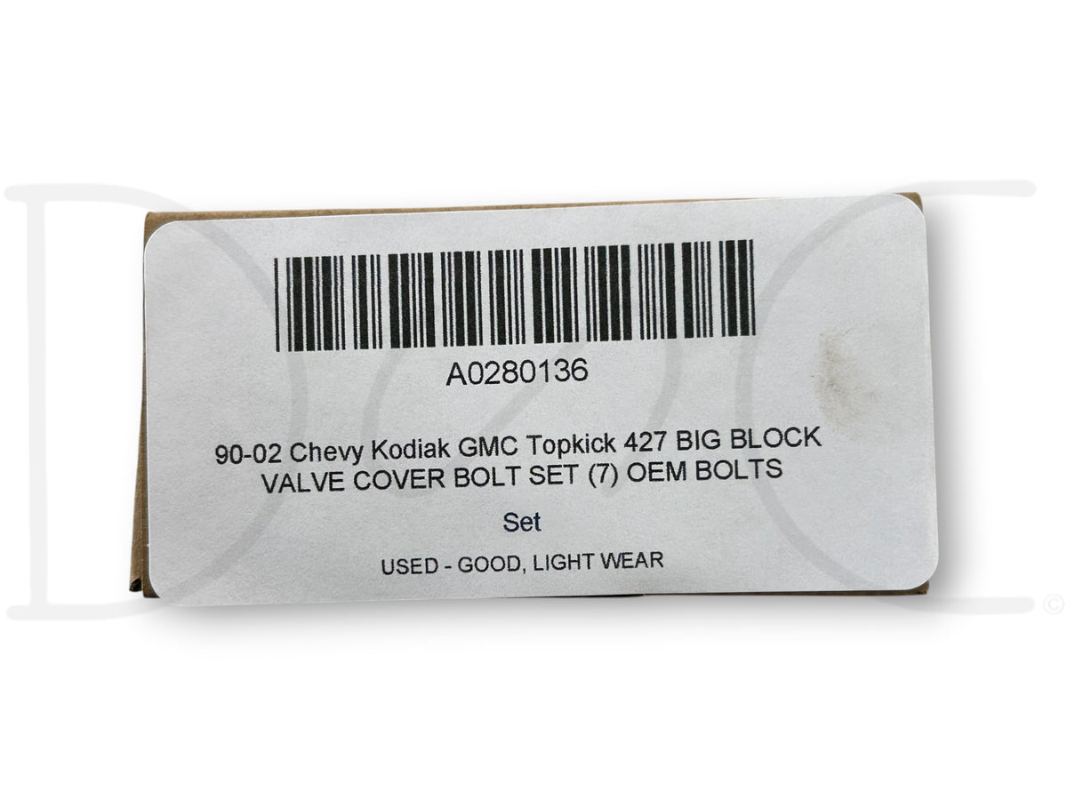 90-02 Chevy Kodiak GMC Topkick 427 Big Block Valve Cover Bolt Set (7) OEM Bolts