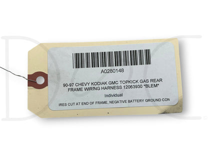 90-97 Chevy Kodiak GMC Topkick Gas Rear Frame Wiring Harness 12063930 *Blem*