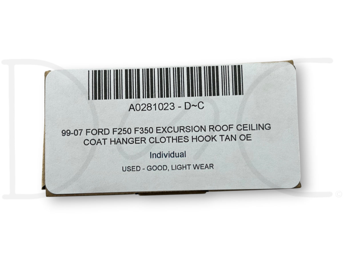 99-07 Ford F250 F350 Excursion Roof Ceiling Coat Hanger Clothes Hook Tan OE