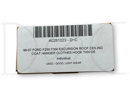 99-07 Ford F250 F350 Excursion Roof Ceiling Coat Hanger Clothes Hook Tan OE