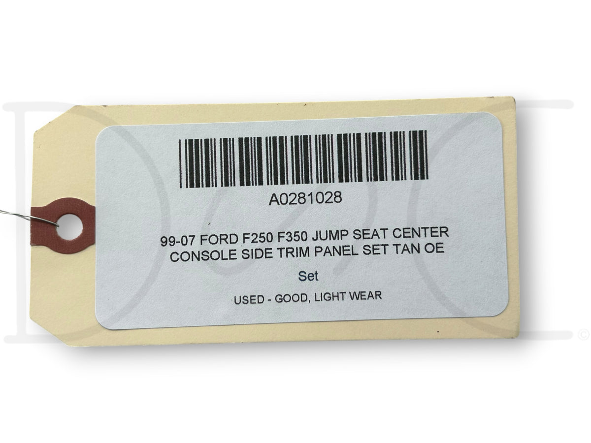 99-07 Ford F250 F350 Jump Seat Center Console Side Trim Panel Set Tan OE