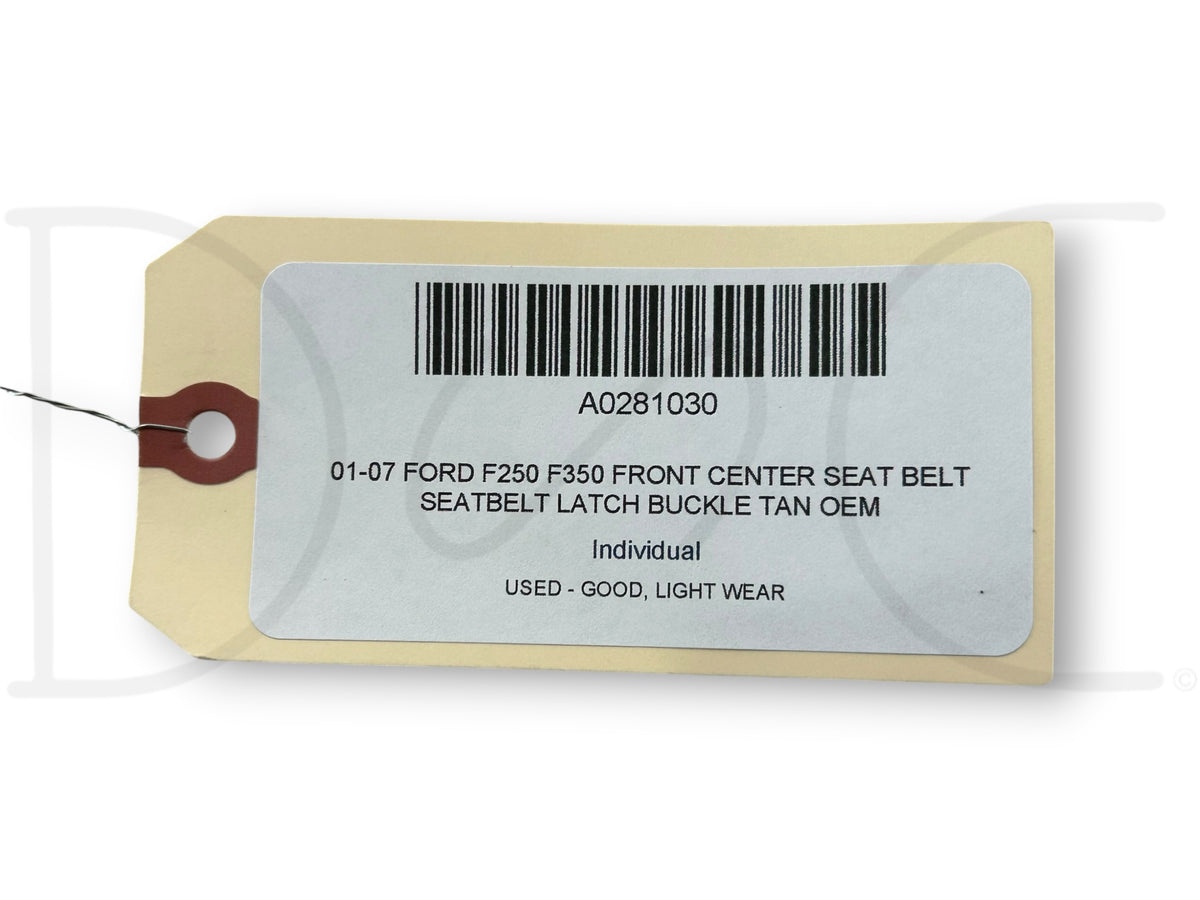 01-07 Ford F250 F350 Front Center Seat Belt Seatbelt Latch Buckle Tan OEM