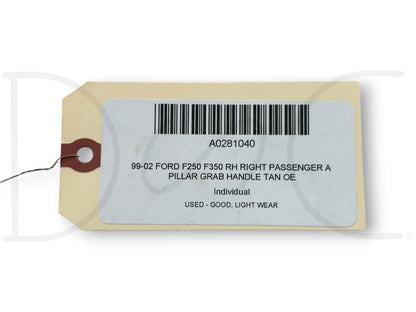 99-02 Ford F250 F350 RH Right Passenger A Pillar Grab Handle Tan OE
