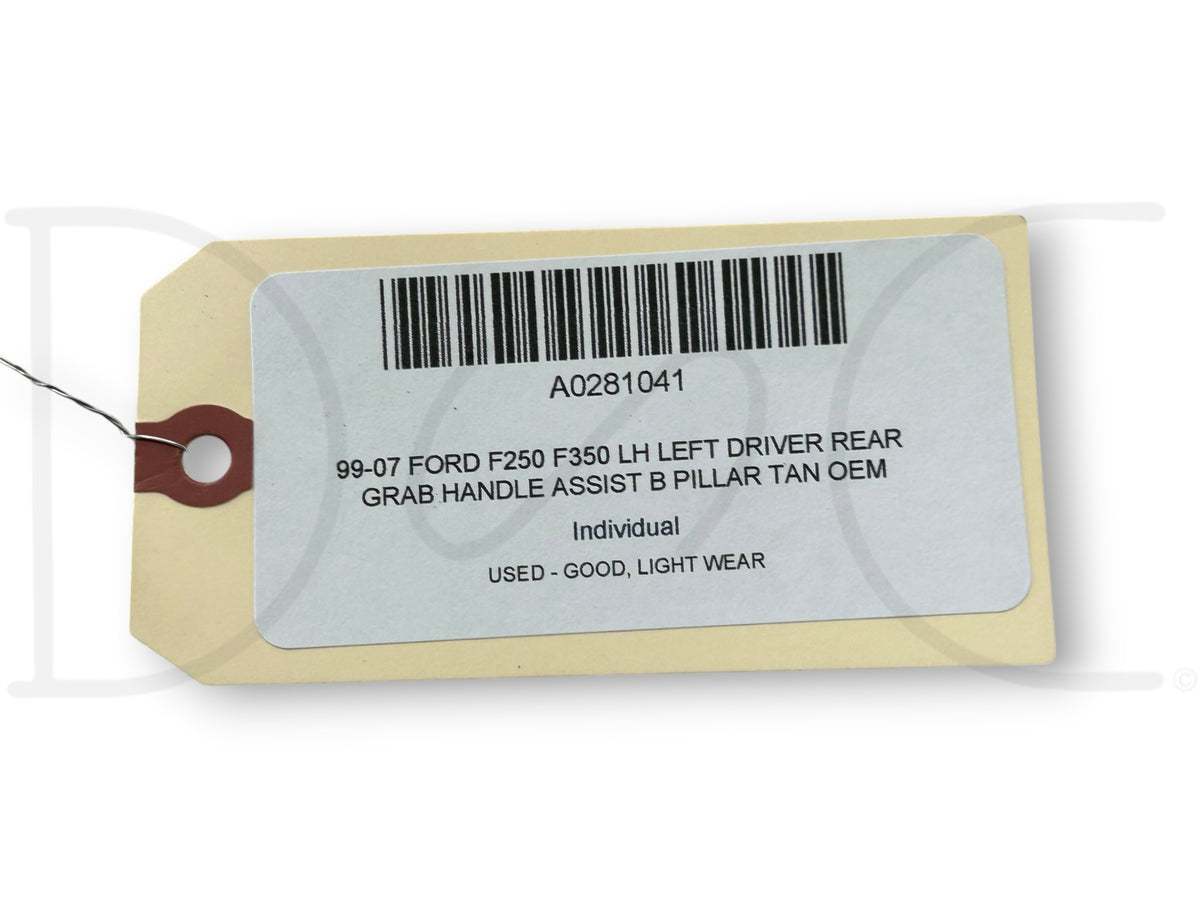 99-07 Ford F250 F350 LH Left Driver Rear Grab Handle Assist B Pillar Tan OEM
