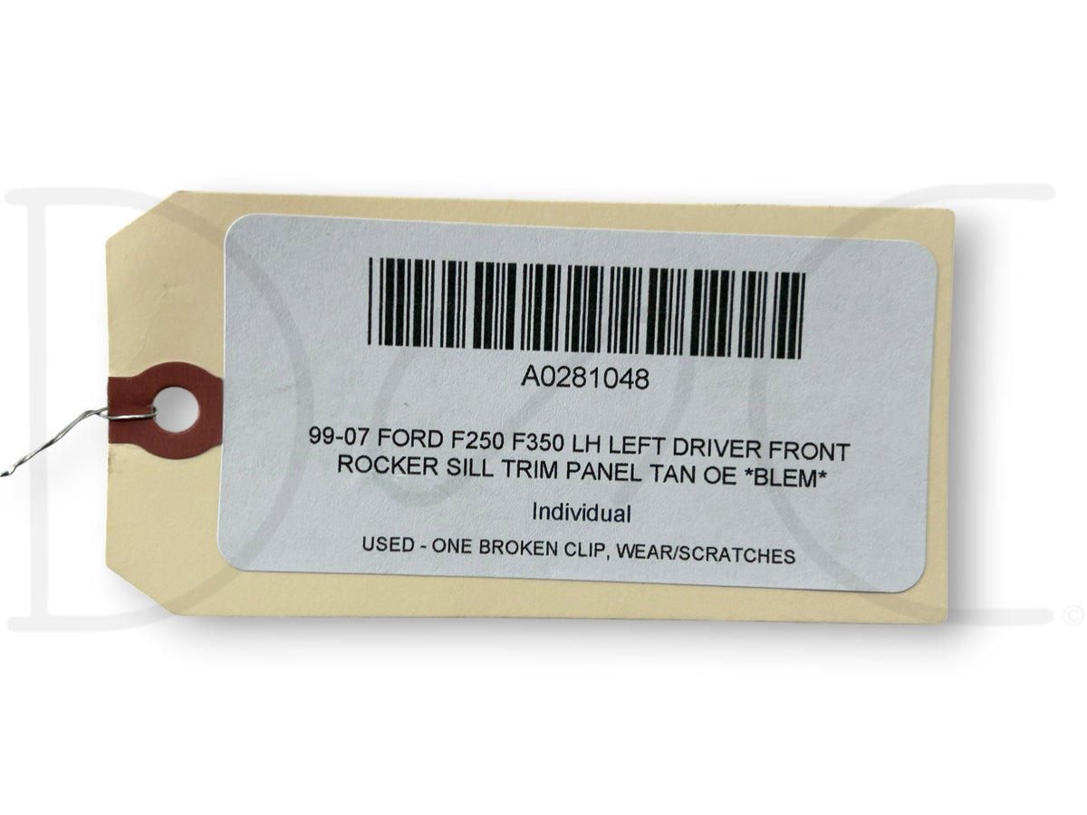 99-07 Ford F250 F350 LH Left Driver Front Rocker Sill Trim Panel Tan OE *Blem*