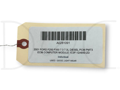 2001 Ford F250 F350 7.3 7.3L Diesel PCM Pmt3 ECM Computer Module 1C3F-12A650-Zd