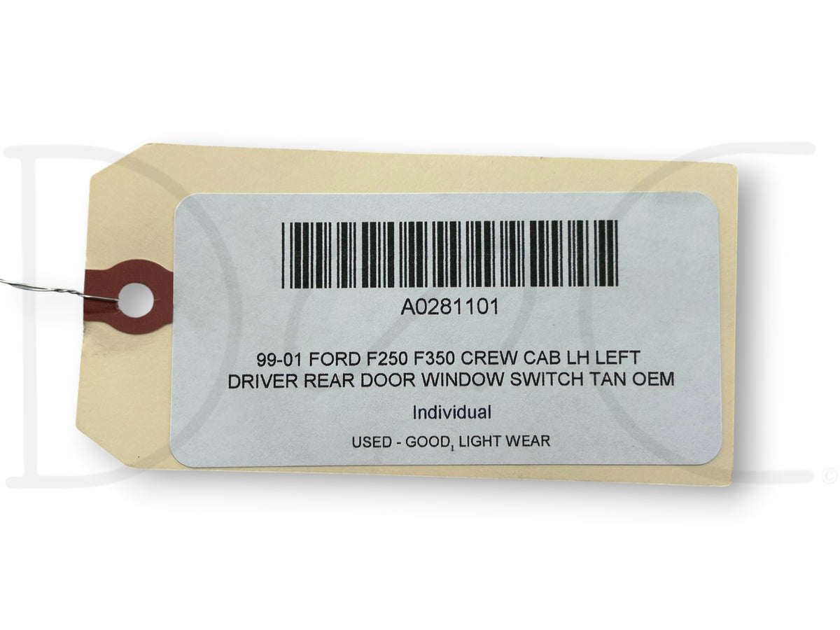 99-01 Ford F250 F350 Crew Cab LH Left Driver Rear Door Window Switch Tan OEM