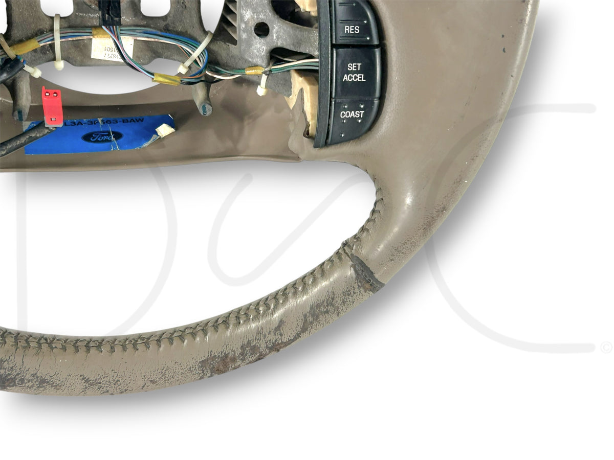99-02 Ford F250 F350 Steering Wheel OE Tan Leather 1L3A-3F563-BAw *Blem*