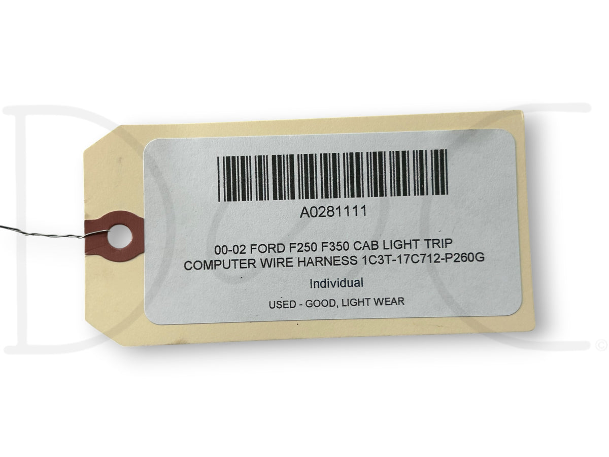 00-02 Ford F250 F350 Cab Light Trip Computer Wire Harness 1C3T-17C712-P260G Bf