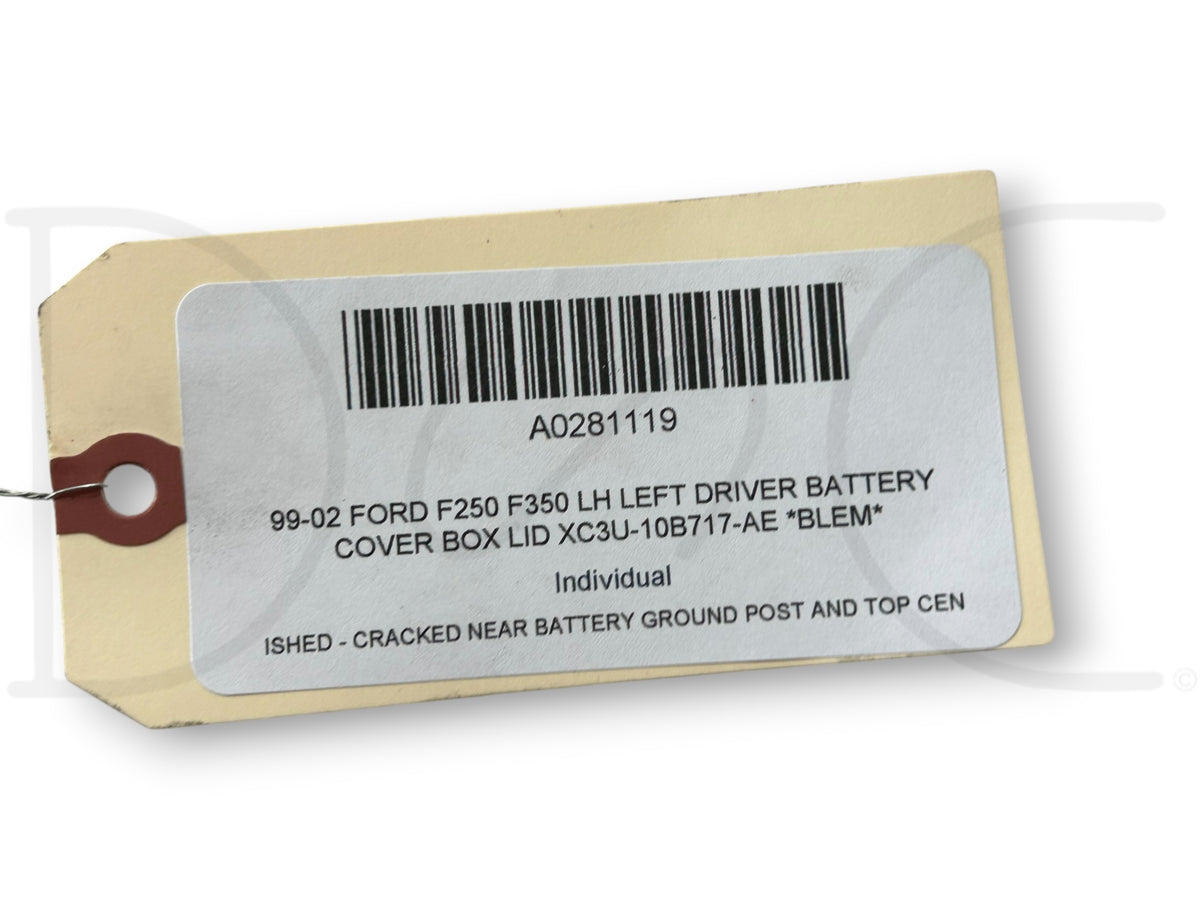 99-02 Ford F250 F350 LH Left Driver Battery Cover Box Lid Xc3U-10B717-Ae *Blem*