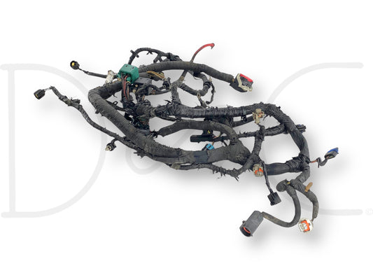 Used 2004 2004.5 Ford F250 F350 OEM 6.0 6.0L Diesel Engine Wiring Harness *Blem* with several pigtails spliced and replaced, broken clips, and blemished plugs, compatible with late 2004 F-250, F-350, F-450, and F-550 diesel Powerstroke trucks.