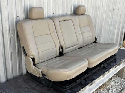 04-07 Ford F250 F350 Lariat Crew Cab Rear Back 60/40 Bench Seat Tan Leather OEM
