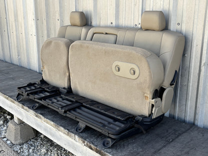 04-07 Ford F250 F350 Lariat Crew Cab Rear Back 60/40 Bench Seat Tan Leather OEM