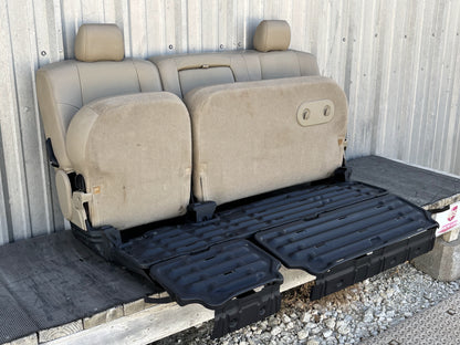 04-07 Ford F250 F350 Lariat Crew Cab Rear Back 60/40 Bench Seat Tan Leather OEM