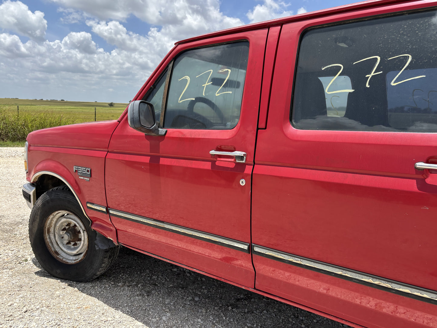 95-97 Ford F250 F350 Front LH Left Driver Door E4 Red Electric