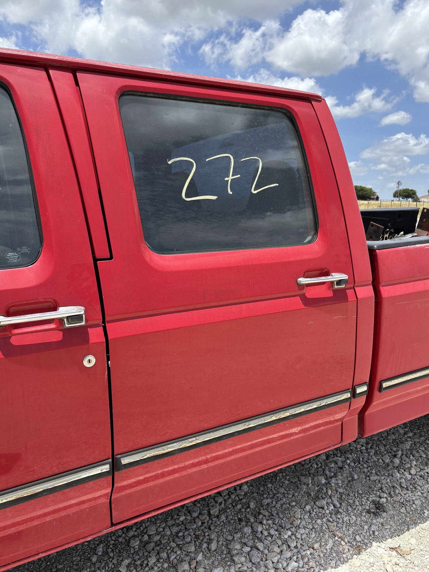 95-97 Ford F250 F350 Crew Cab LH Left Driver Rear Door E4 Red Electric