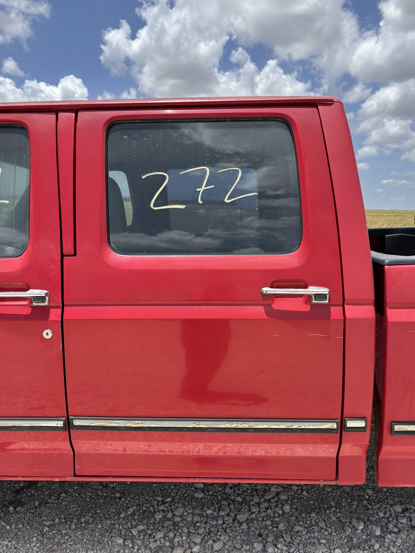 95-97 Ford F250 F350 Crew Cab LH Left Driver Rear Door E4 Red Electric