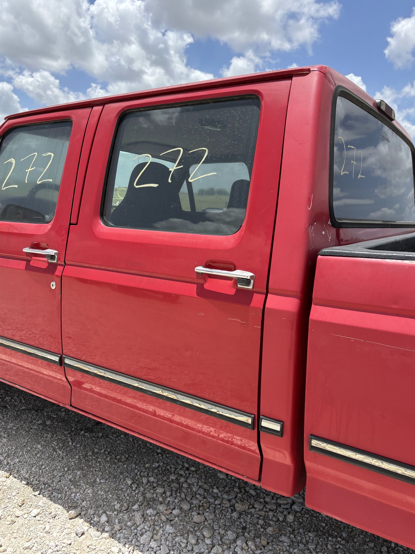 95-97 Ford F250 F350 Crew Cab LH Left Driver Rear Door E4 Red Electric