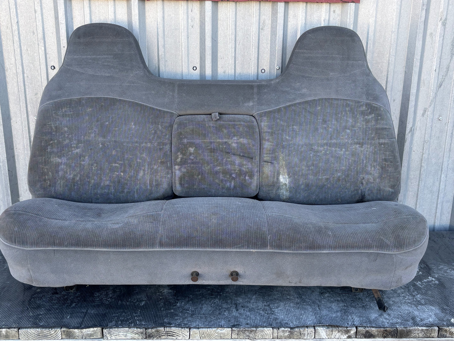 92-97 Ford F250 F350 Crew Cab Rear Bench Seat W/ Armrest Opal Gray Cloth