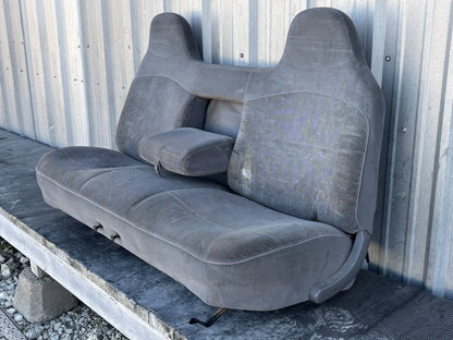 92-97 Ford F250 F350 Crew Cab Rear Bench Seat W/ Armrest Opal Gray Cloth