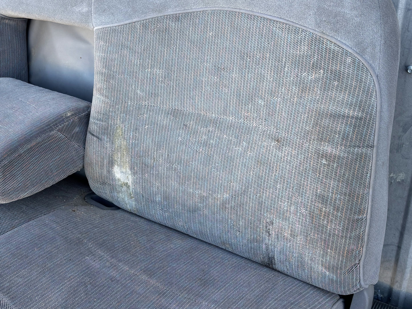 92-97 Ford F250 F350 Crew Cab Rear Bench Seat W/ Armrest Opal Gray Cloth
