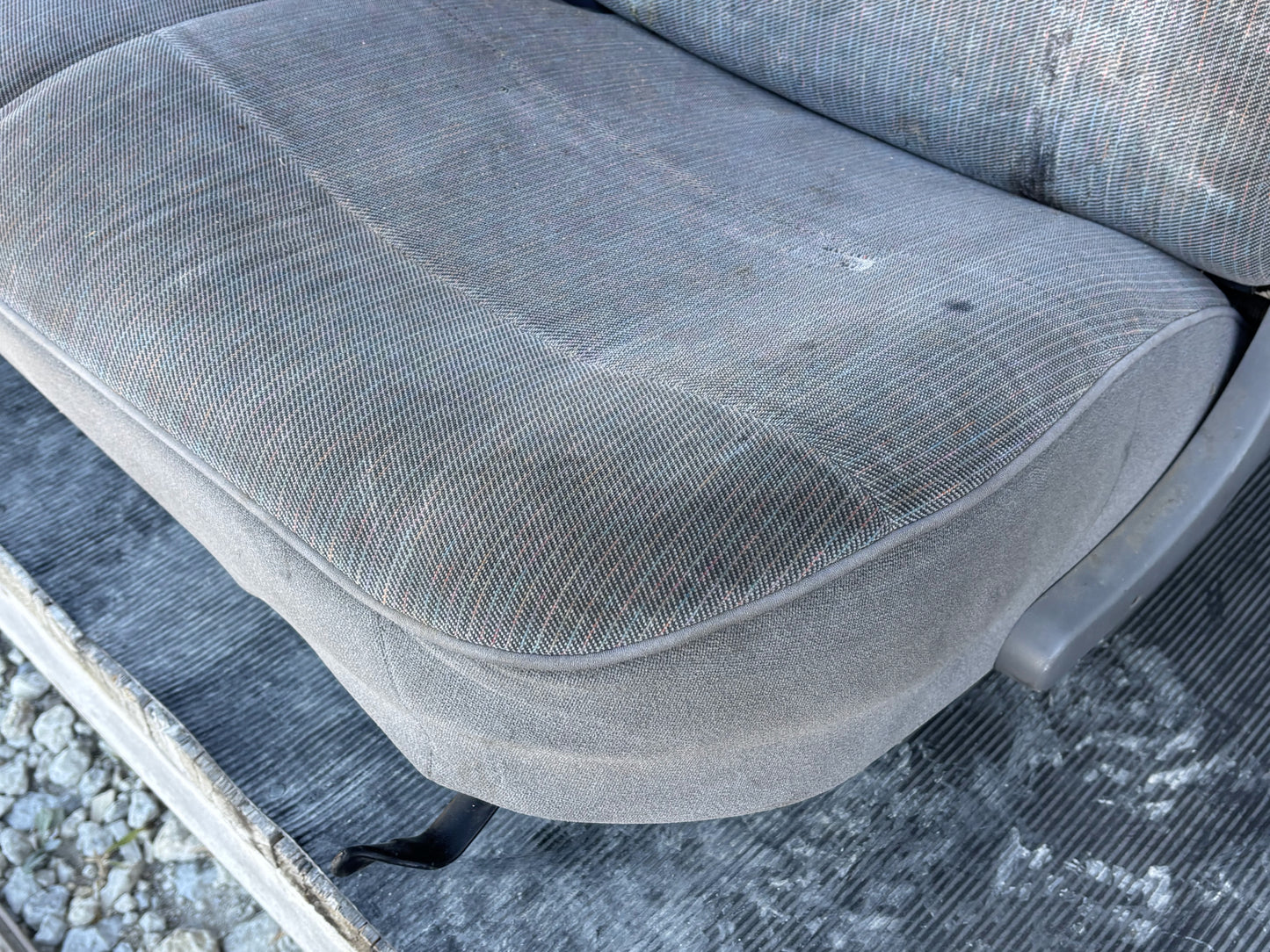 92-97 Ford F250 F350 Crew Cab Rear Bench Seat W/ Armrest Opal Gray Cloth