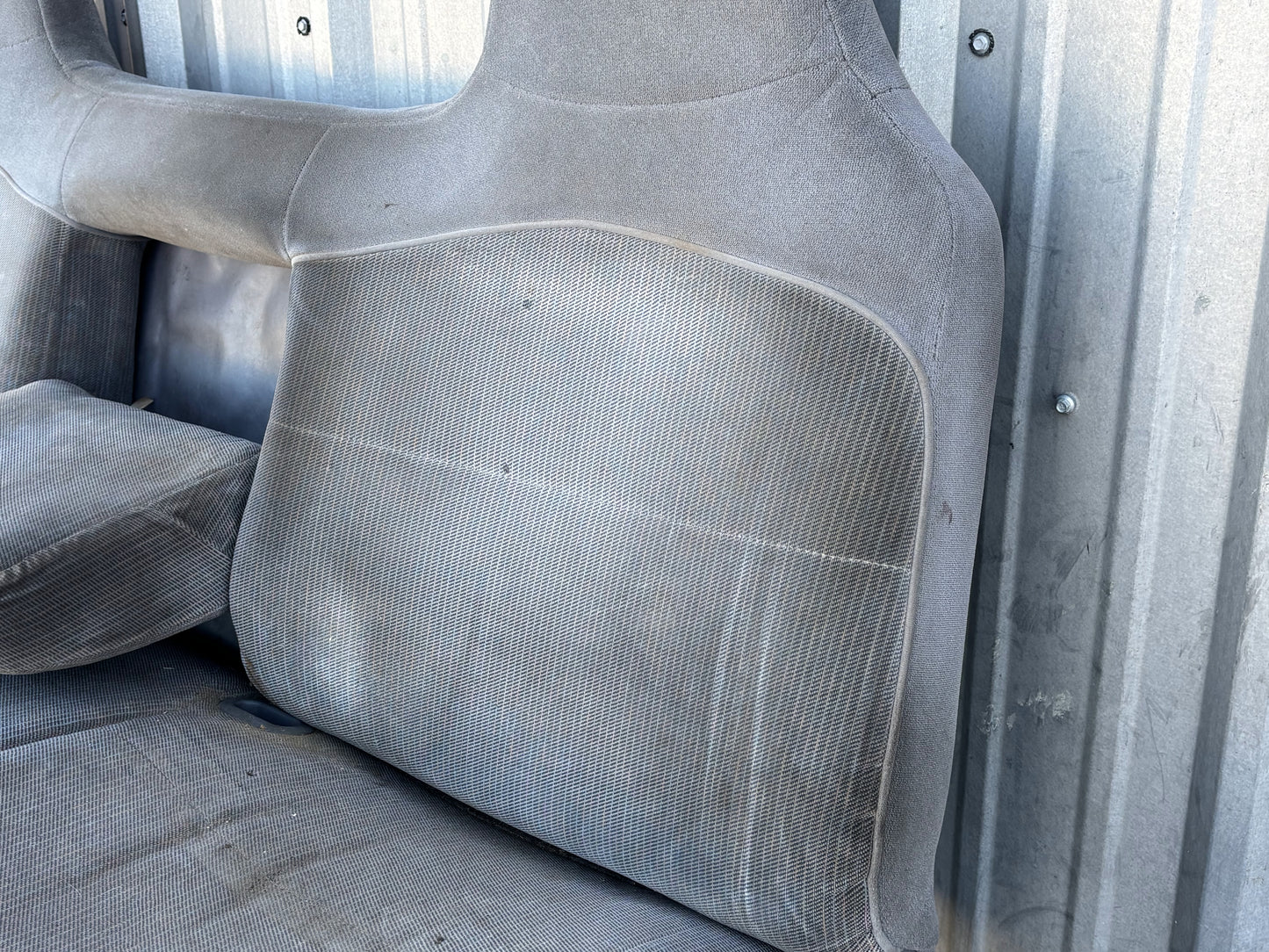 92-97 Ford F250 F350 Front Bench Seat W/ Armrest Power Lumbar Opal Gray Cloth