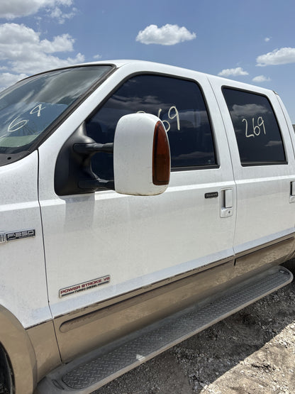 99-07 Ford F250 F350 Front LH Left Driver Door Z1 White / Aq Tan W/ Keypad Hole