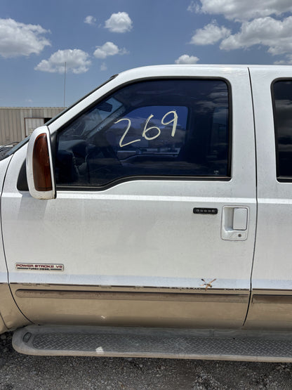 99-07 Ford F250 F350 Front LH Left Driver Door Z1 White / Aq Tan W/ Keypad Hole