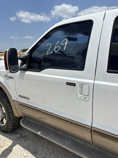 99-07 Ford F250 F350 Front LH Left Driver Door Z1 White / Aq Tan W/ Keypad Hole