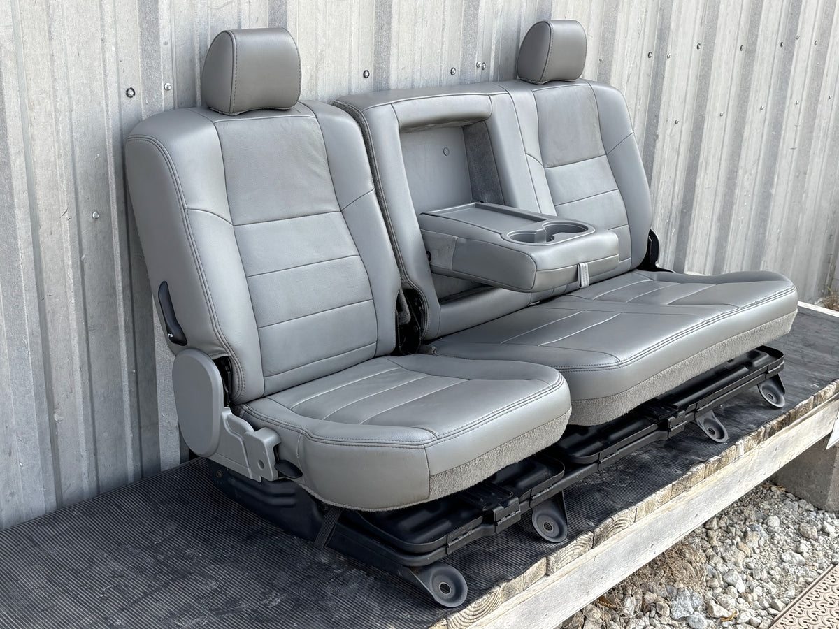 03-07 Ford F250 F350 Crew Cab Rear Back Bench Seat 60/40 Gray Leather OEM