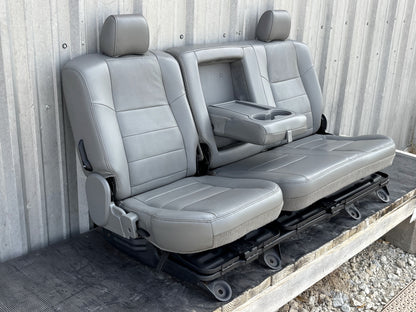 03-07 Ford F250 F350 Crew Cab Rear Back Bench Seat 60/40 Gray Leather OEM