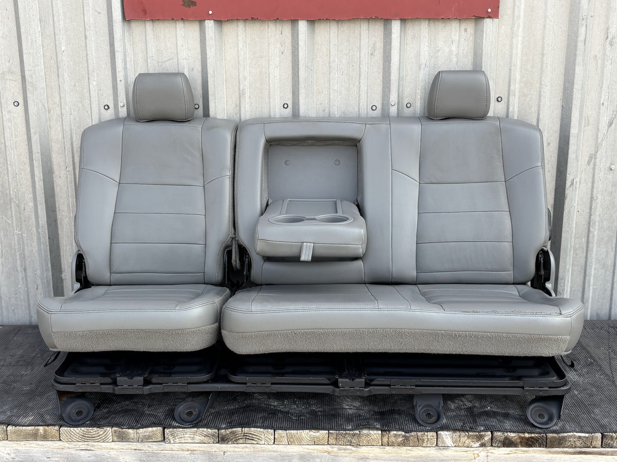 03-07 Ford F250 F350 Crew Cab Rear Back Bench Seat 60/40 Gray Leather OEM