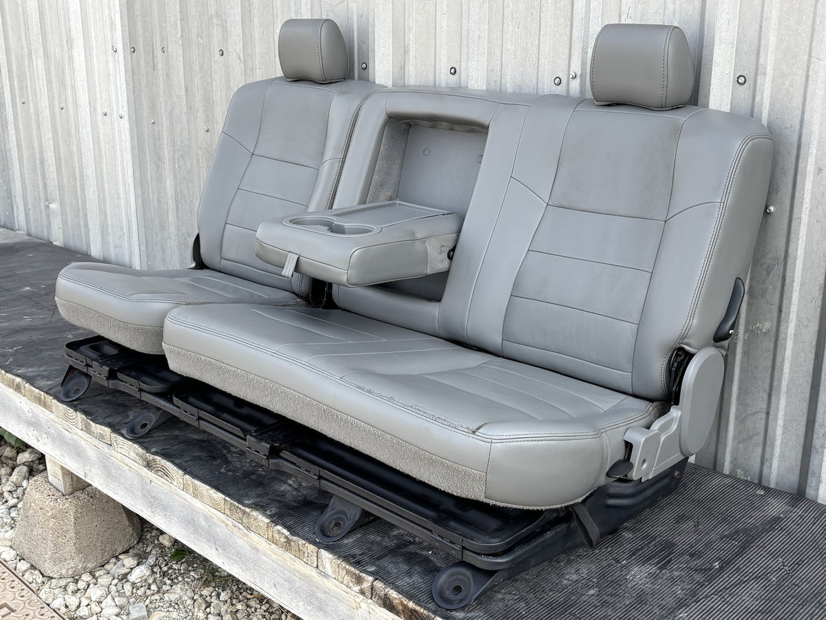 03-07 Ford F250 F350 Crew Cab Rear Back Bench Seat 60/40 Gray Leather OEM