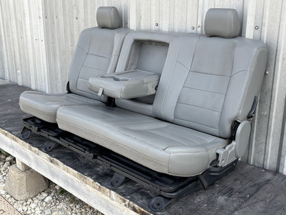 03-07 Ford F250 F350 Crew Cab Rear Back Bench Seat 60/40 Gray Leather OEM