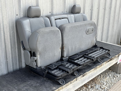 03-07 Ford F250 F350 Crew Cab Rear Back Bench Seat 60/40 Gray Leather OEM