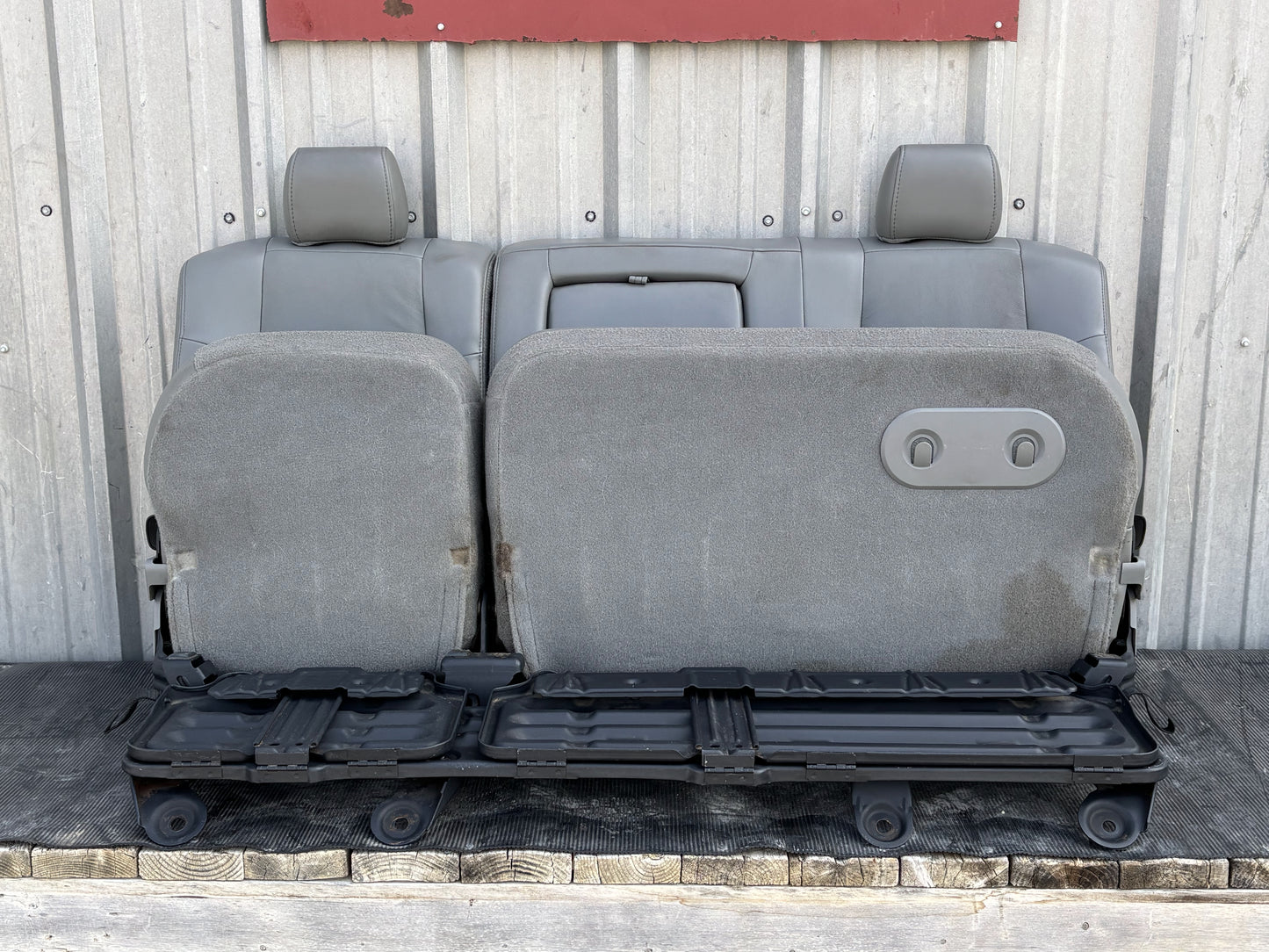 03-07 Ford F250 F350 Crew Cab Rear Back Bench Seat 60/40 Gray Leather OEM