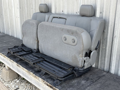 03-07 Ford F250 F350 Crew Cab Rear Back Bench Seat 60/40 Gray Leather OEM