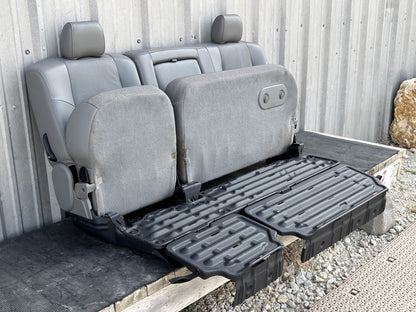03-07 Ford F250 F350 Crew Cab Rear Back Bench Seat 60/40 Gray Leather OEM